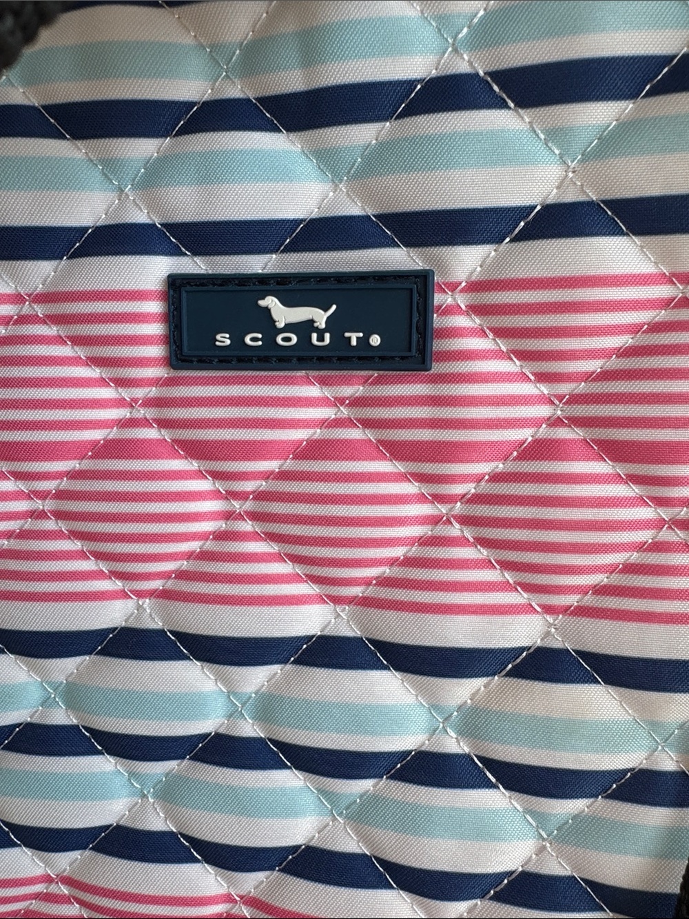 SCOUT Plus 1 Travel Bag pink blue white stripe packable beach travel pool tote - Picture 3 of 10